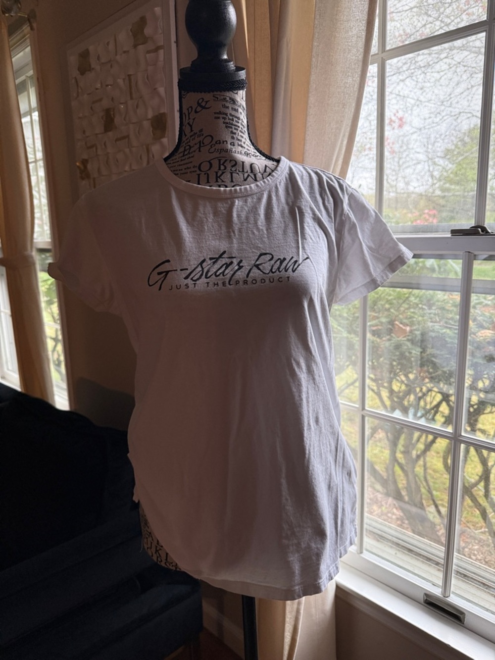 G-Star White Tee with Black Script Logo